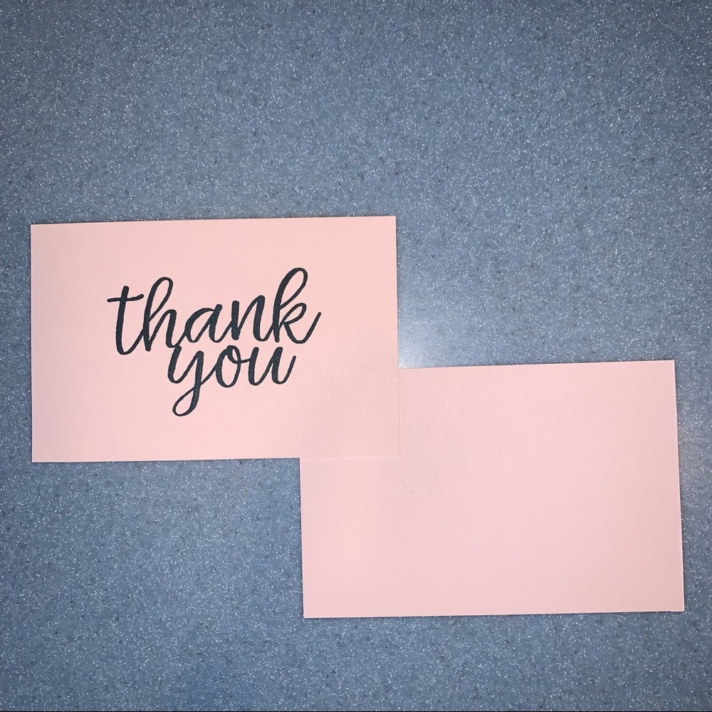 💕NEW! 20 Simple Pink Hand Stamped Thank You Cards - Picture 3 of 13